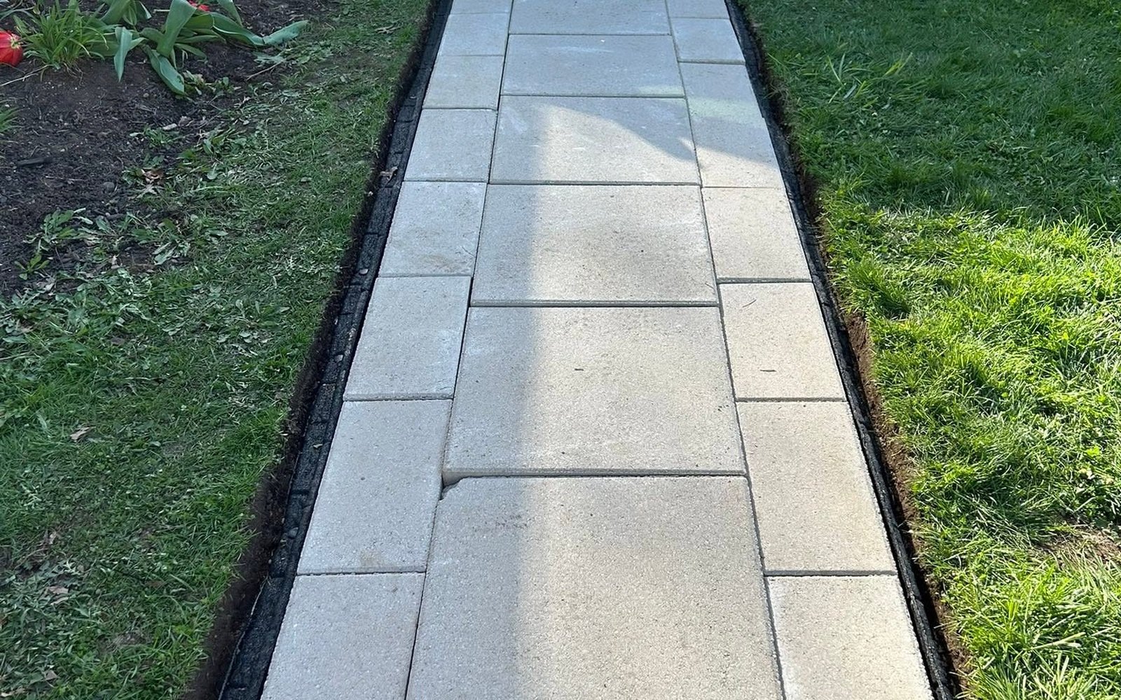 Finished paver walkway after installation